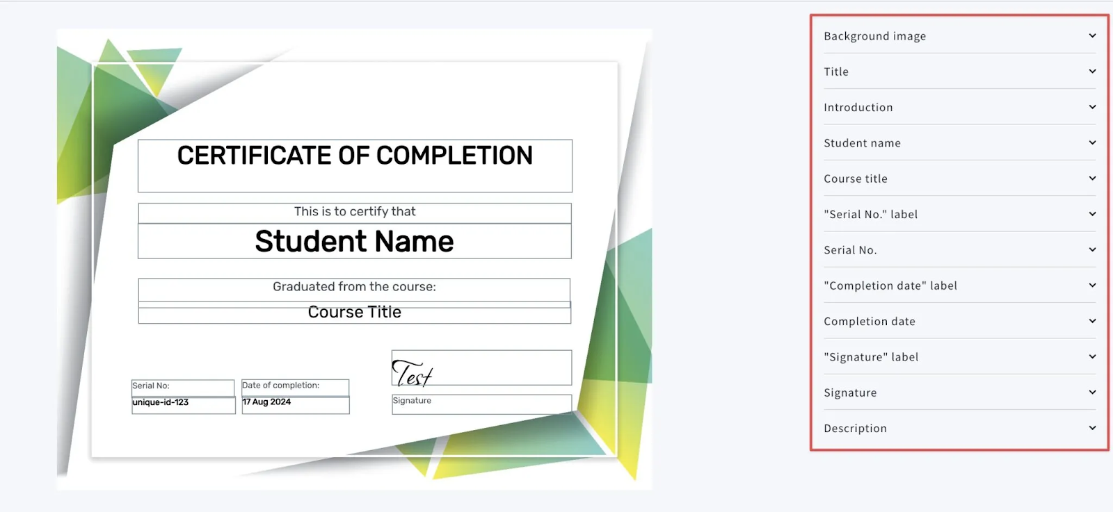 GetResponse's certificate of completion creator